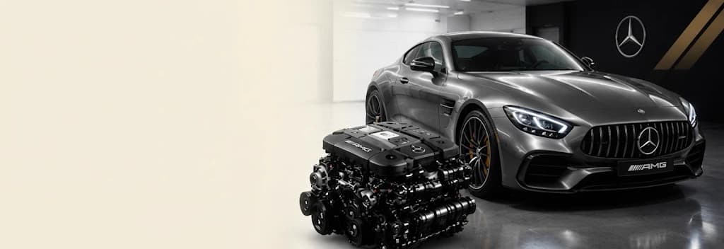 Jaguar AMG GT 53 engine and sedan